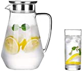 AWJ Jarra de vidrio Tetera de hielo Fácil de limpiar Fácil de verter Ideal para té helado, café, leche y jugo de vidrio